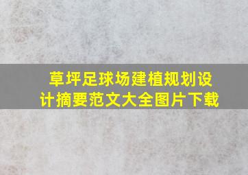 草坪足球场建植规划设计摘要范文大全图片下载