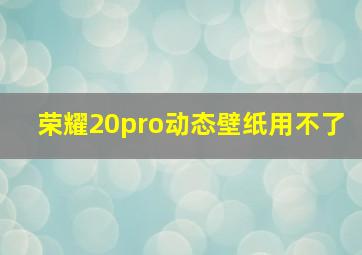 荣耀20pro动态壁纸用不了