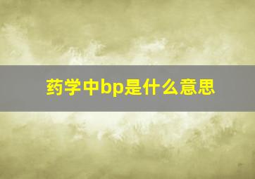 药学中bp是什么意思