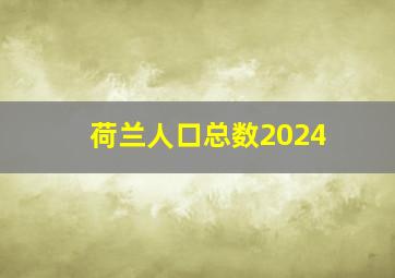 荷兰人口总数2024