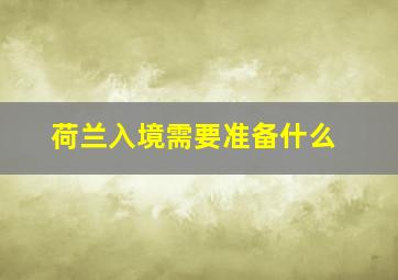 荷兰入境需要准备什么