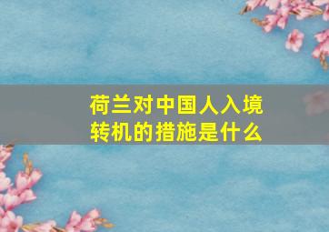 荷兰对中国人入境转机的措施是什么