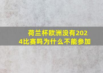 荷兰杯欧洲没有2024比赛吗为什么不能参加