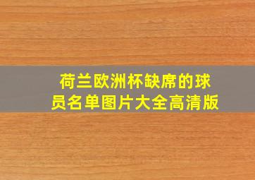 荷兰欧洲杯缺席的球员名单图片大全高清版