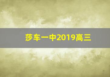 莎车一中2019高三