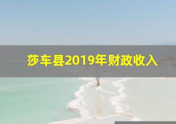 莎车县2019年财政收入