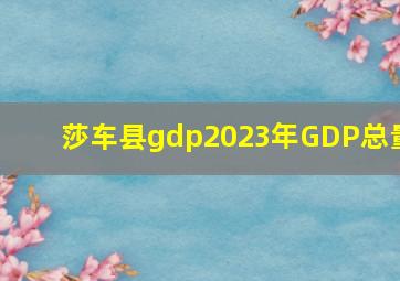 莎车县gdp2023年GDP总量