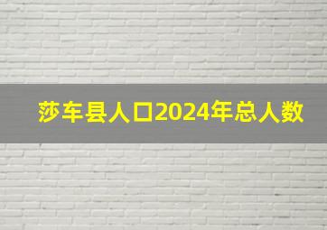 莎车县人口2024年总人数