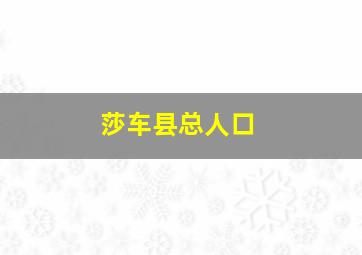 莎车县总人口