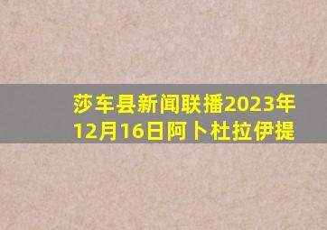 莎车县新闻联播2023年12月16日阿卜杜拉伊提