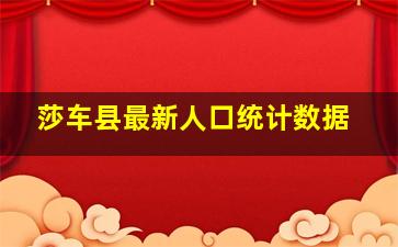 莎车县最新人口统计数据