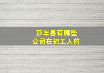 莎车县有哪些公司在招工人的