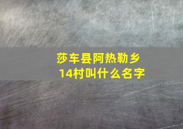 莎车县阿热勒乡14村叫什么名字