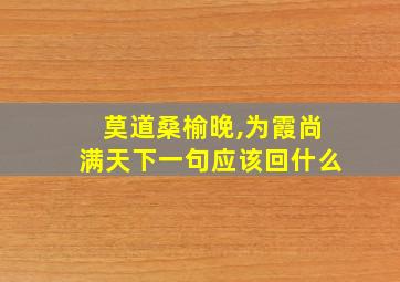 莫道桑榆晚,为霞尚满天下一句应该回什么