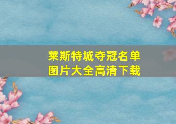 莱斯特城夺冠名单图片大全高清下载