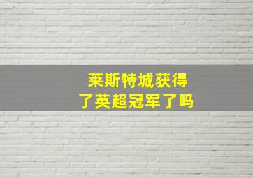 莱斯特城获得了英超冠军了吗