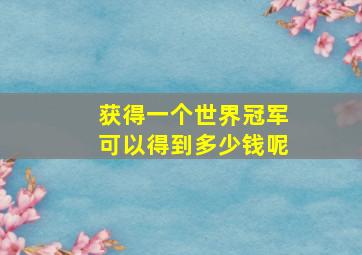 获得一个世界冠军可以得到多少钱呢