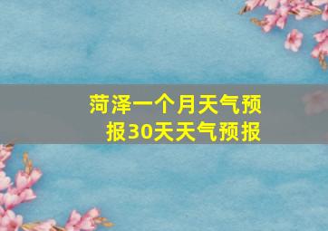 菏泽一个月天气预报30天天气预报