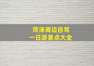 菏泽周边自驾一日游景点大全