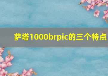 萨塔1000brpic的三个特点