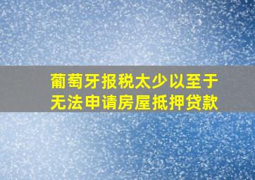 葡萄牙报税太少以至于无法申请房屋抵押贷款