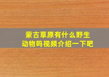 蒙古草原有什么野生动物吗视频介绍一下吧