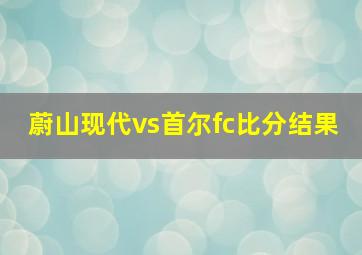 蔚山现代vs首尔fc比分结果