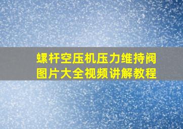 螺杆空压机压力维持阀图片大全视频讲解教程