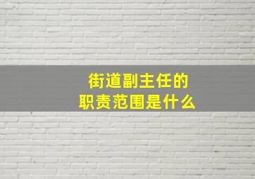 街道副主任的职责范围是什么