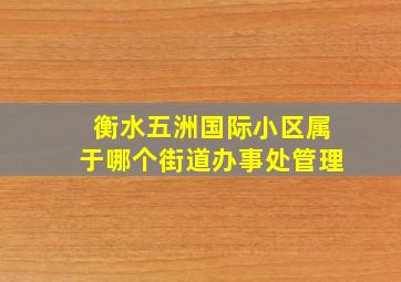 衡水五洲国际小区属于哪个街道办事处管理