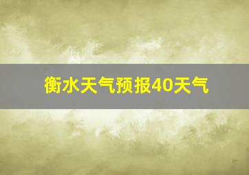 衡水天气预报40天气