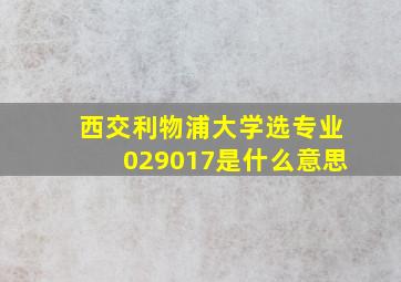 西交利物浦大学选专业029017是什么意思