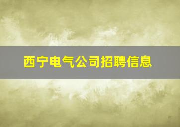 西宁电气公司招聘信息