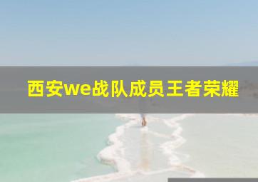 西安we战队成员王者荣耀