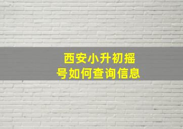 西安小升初摇号如何查询信息