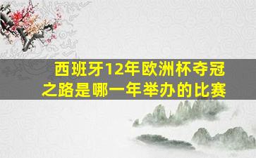 西班牙12年欧洲杯夺冠之路是哪一年举办的比赛