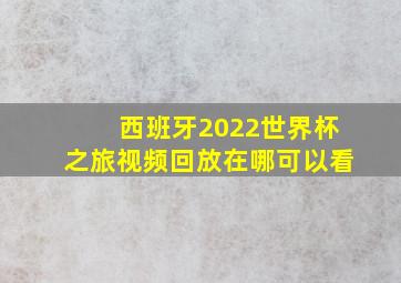 西班牙2022世界杯之旅视频回放在哪可以看