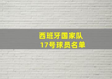 西班牙国家队17号球员名单