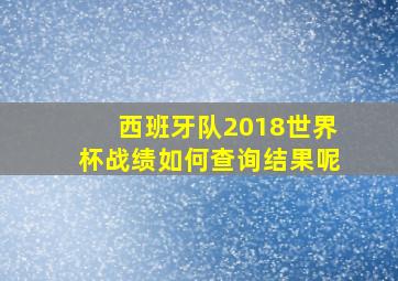 西班牙队2018世界杯战绩如何查询结果呢