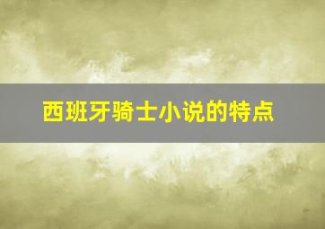 西班牙骑士小说的特点