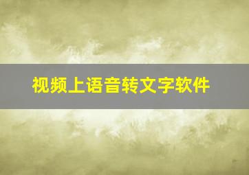 视频上语音转文字软件