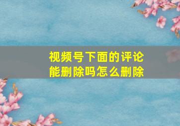 视频号下面的评论能删除吗怎么删除