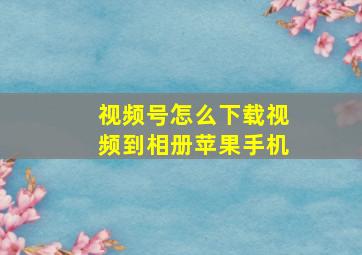 视频号怎么下载视频到相册苹果手机