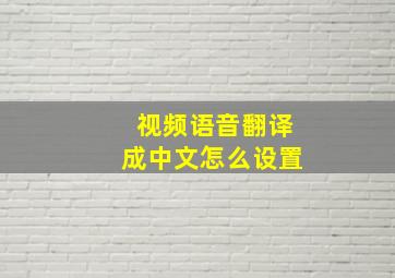 视频语音翻译成中文怎么设置