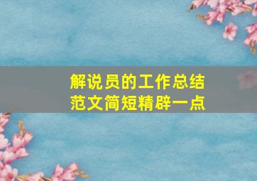 解说员的工作总结范文简短精辟一点