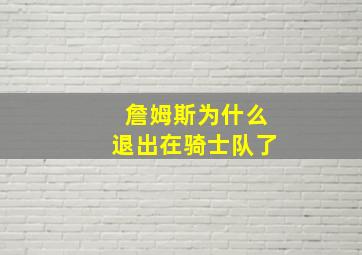 詹姆斯为什么退出在骑士队了