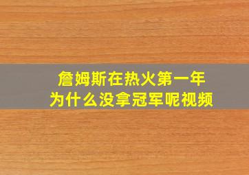 詹姆斯在热火第一年为什么没拿冠军呢视频