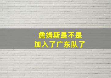 詹姆斯是不是加入了广东队了