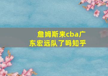 詹姆斯来cba广东宏远队了吗知乎