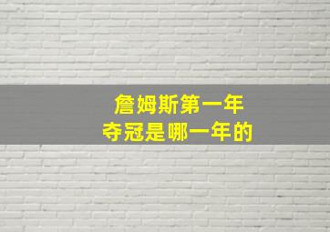 詹姆斯第一年夺冠是哪一年的